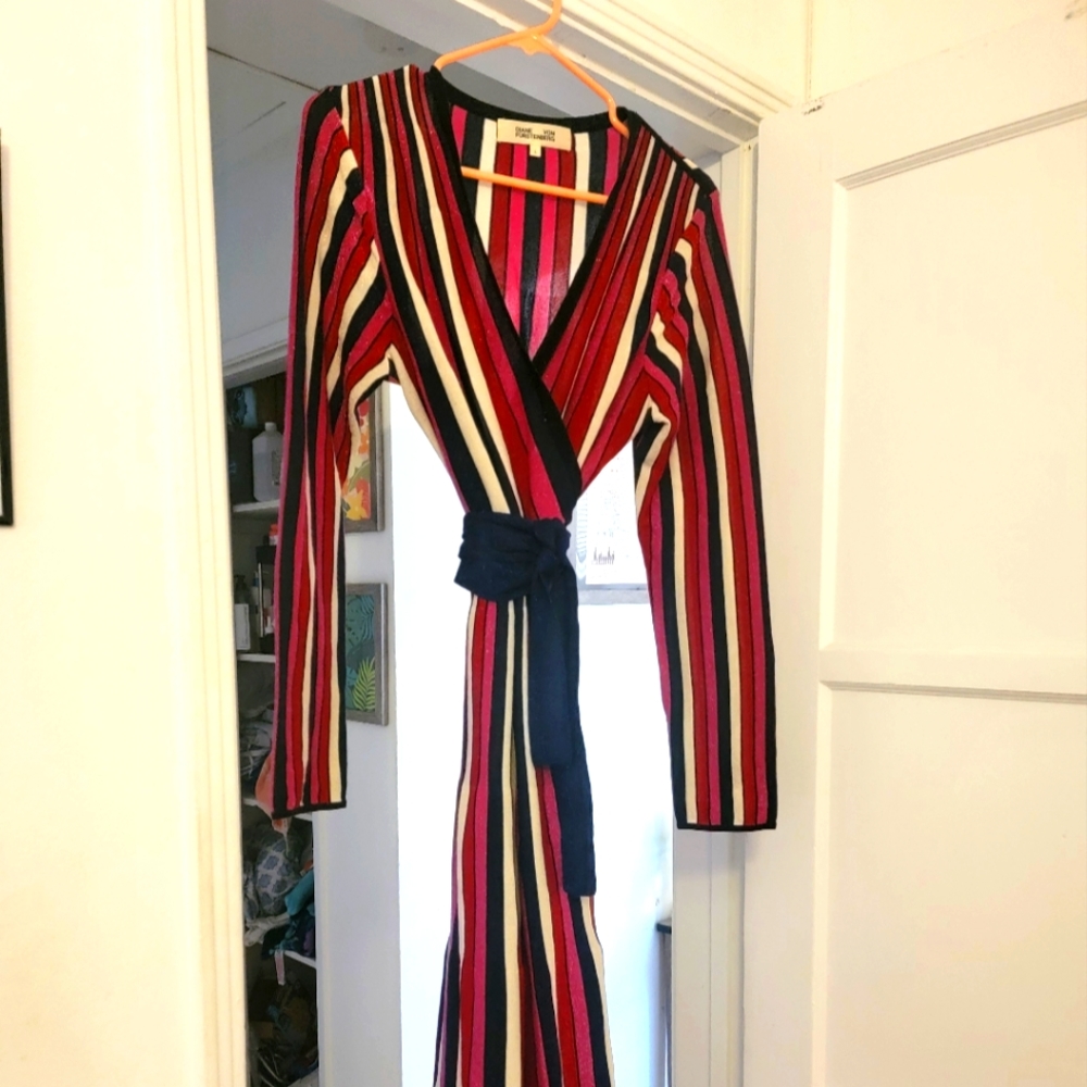 DVF metallic wrap dress